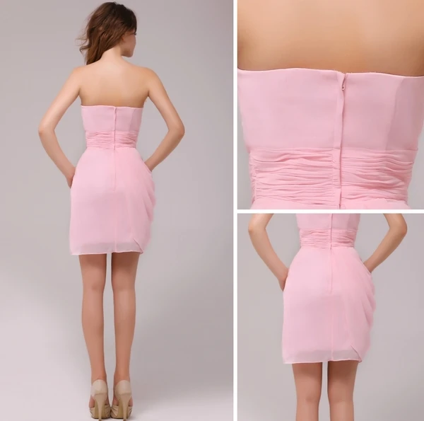 Een-schouder Rits Roze Cocktailjurk