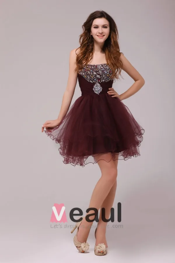 2015 Goodly Short A-line Ruffle Strapless Cocktail Dresses