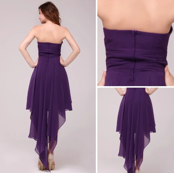 Sveisen Kjæreste Glidelås Chiffon Satin Cocktailkjole Festkjoler