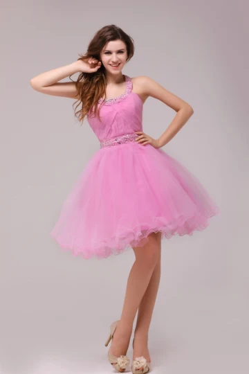 Superbe Licol Robe De Cocktail Courte Rose