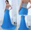 2015 Delicate Floor-length Sleeveless Blue long Evening Dresses