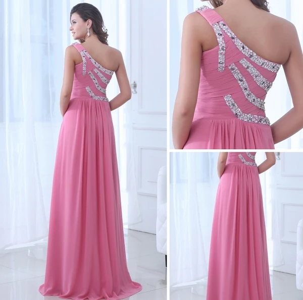 2015 Charming Chiffon Elastic Woven Satin Watermelon A-line long Evening Dresses