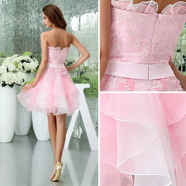 Dentelle Bustier Mignonne Robe De Cocktail Rose