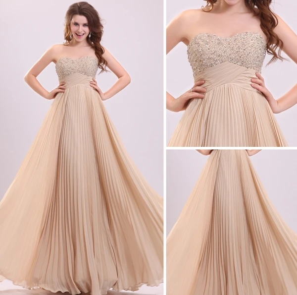 2015 Sweet Empire Waiste Sleeveless No Train long Evening Dresses