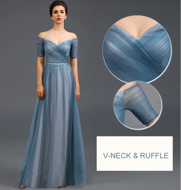 Empire Bretelles Profonde Col V Bling Bling Sash Tulle Robes De Soirée