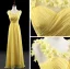 2015 Princess Shoulders Embroidered Flowers Scoop Neck Ruffle Chiffon Daffodil Evening Dresses