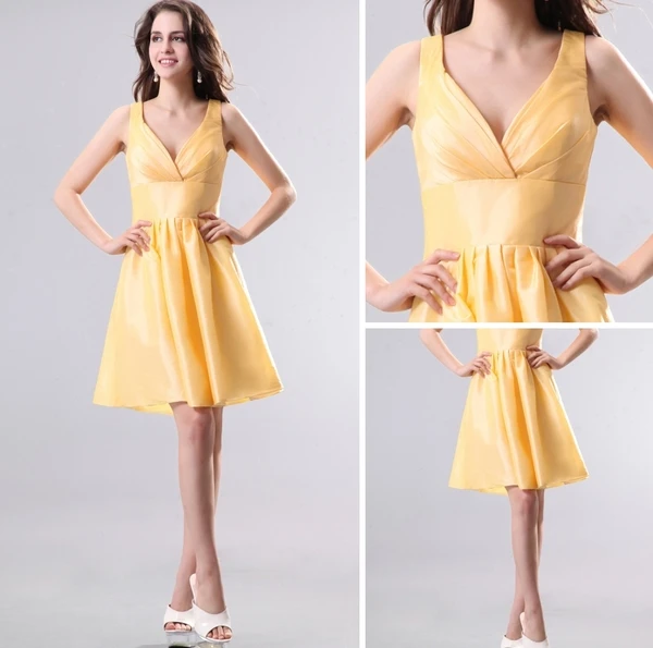 2015 Consummate Taffeta Daffodil A-line Short Bridesmaid Dress