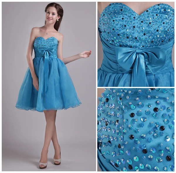 2015 Goodly Short Strapless Blue Cocktail Dress