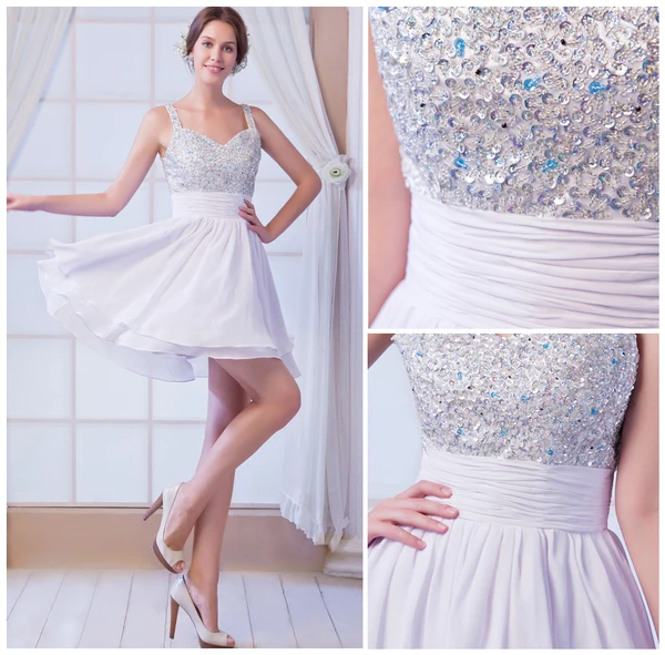 2015 Perfect Chiffon Beading A-line White Cocktail Dress