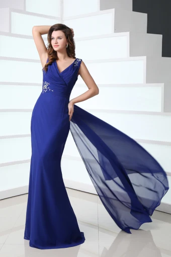 2015 Sightly Panel Mermaid V Neck Long Evening Dresses
