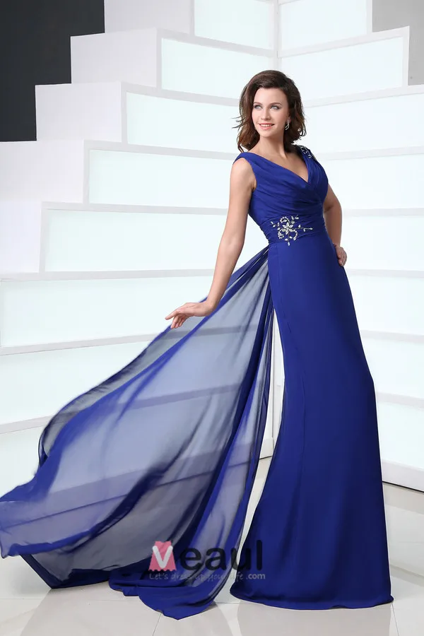 2015 Sightly Panel Mermaid V-neck long Evening Dresses