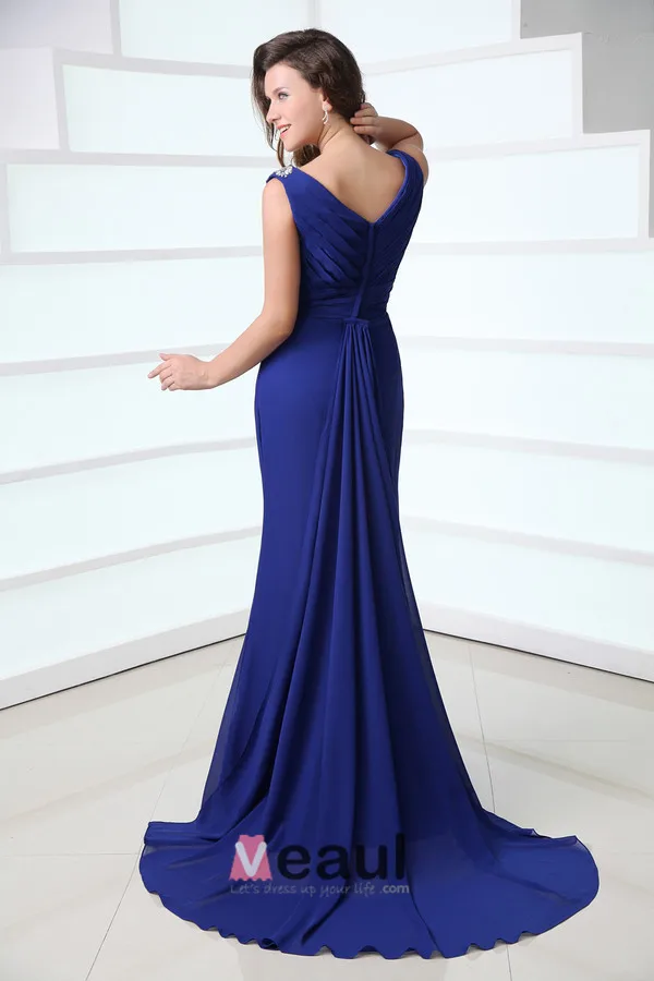 2015 Sightly Panel Mermaid V-neck long Evening Dresses