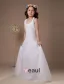 White Halter Satin Beading Flower Girl Dress