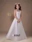 White Halter Satin Beading Flower Girl Dress