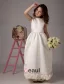 Ivory Sleeveless Sash Satin Flower Girl Dress