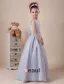 Long Bowknot Satin Organza Flower Girl Dress