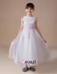 White Sleeveless Sash Satin Organza Flower Girl Dress