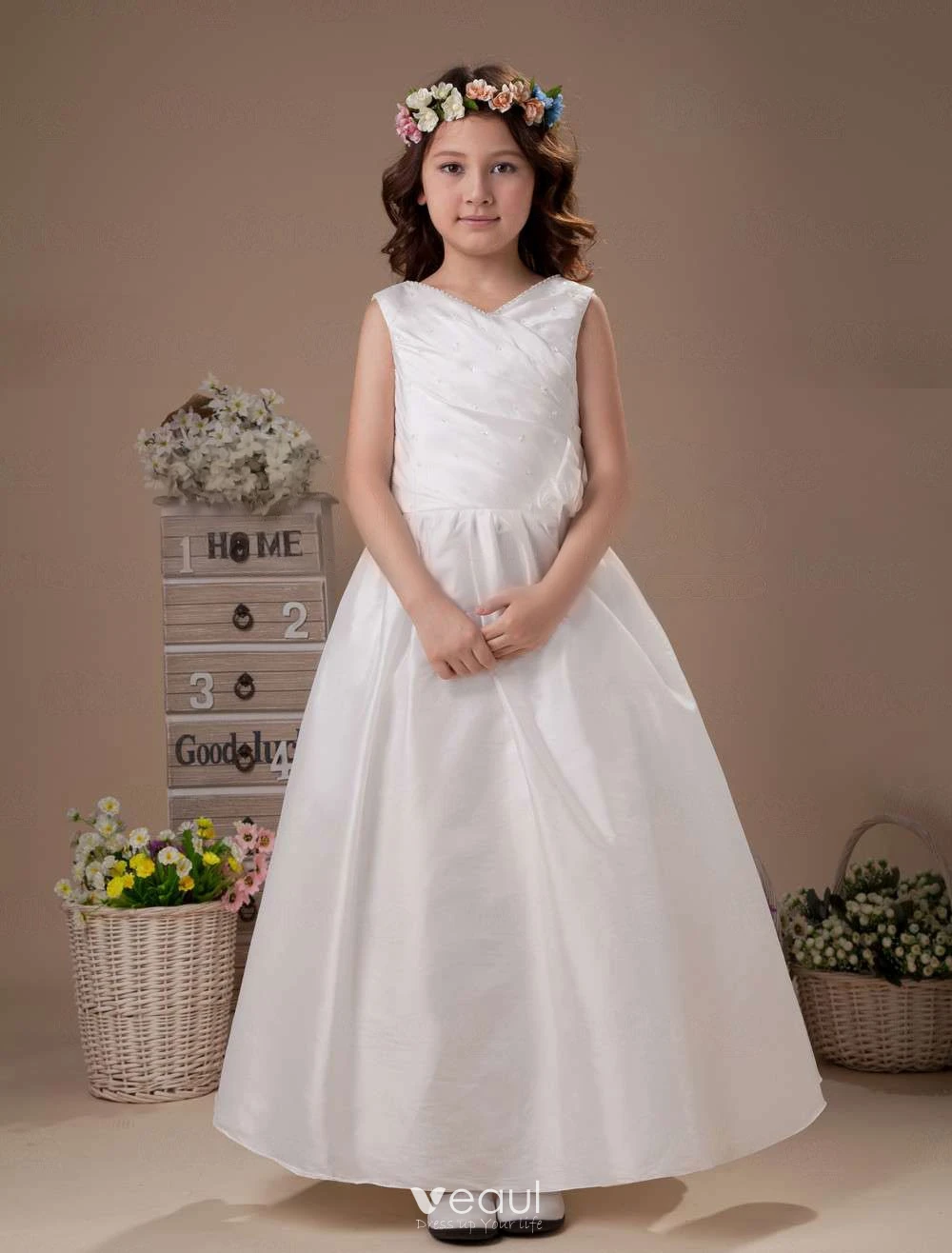 Taffeta flower girl dress deals