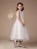 White Sleeveless Satin Flower Girl Dress