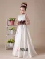 White Sleeveless Bow Sash Satin Flower Girl Dress