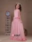 Lovely Pink Sleeveless V-Neck Chiffon Flower Girl Dress