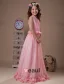 Lovely Pink Sleeveless V-Neck Chiffon Flower Girl Dress