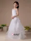 Fantastic White Tulle Ruffle Flower Girl Dress