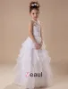 White A-line Halter Satin Floor Length Flower Girl Dress