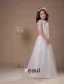 White Lace Satin Organza Flower Girl Dress