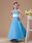 Blue Spaghetti Sash Bow Satin Flower Girl Dress