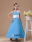 Blue Spaghetti Sash Bow Satin Flower Girl Dress