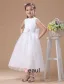 White Vintage Satin Flower Girl Dress