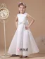 White Romantic Satin Flower Girl Dress