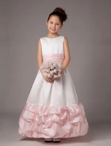 A Linje Taffeta Ankel Lengde Kjoler Til Barn Blomsterpikekjoler