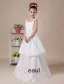 Ivory Ligne-carré Satin Robe Longueur De Thé De Robe Ceremonie Fille Robe Fille Mariage