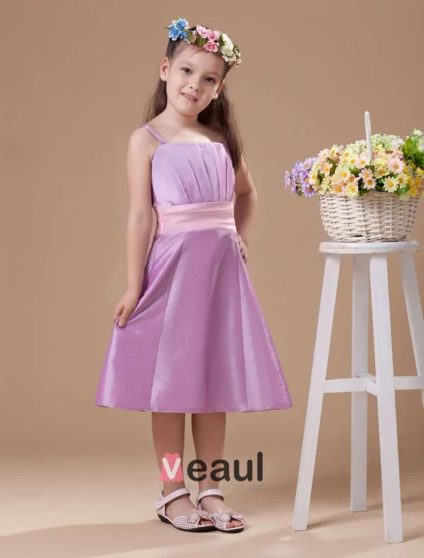 Taffetas Lilas Uniques Robe Ceremonie Fille Robe Fille Mariage