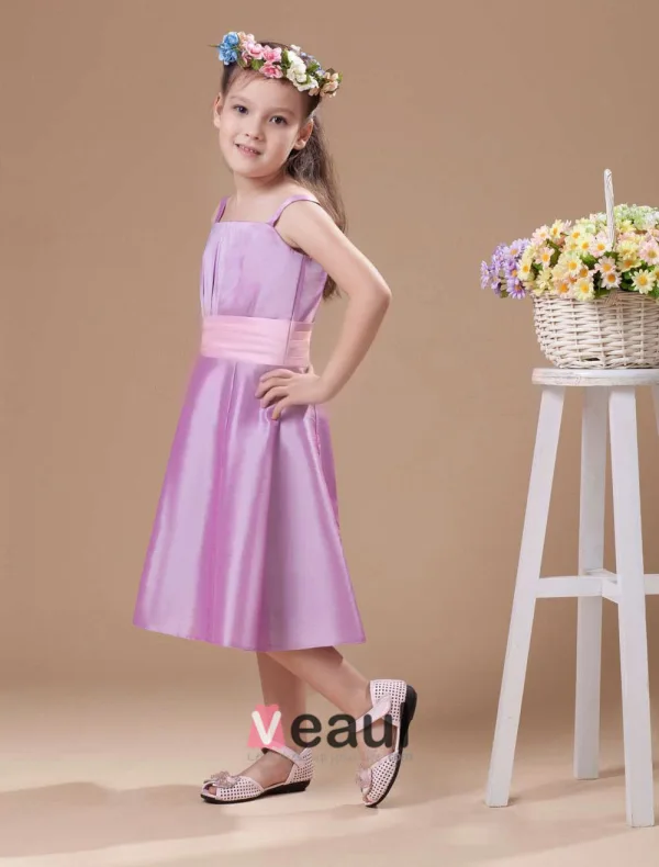 Taffetas Lilas Uniques Robe Ceremonie Fille Robe Fille Mariage