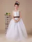 Romantic White Spaghetti Sash Satin Flower Girl Dress
