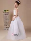 Romantic White Spaghetti Sash Satin Flower Girl Dress