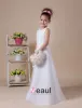 White A-line Sleeveless Embroidery Flower Girl Dress