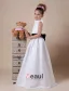 Belle Satin Blanc Ceinture Noire Robe Ceremonie Fille Robe Fille Mariage