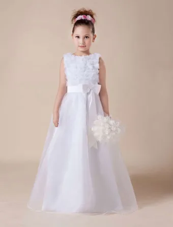 Cute White Soft Tulle Flower Girl Dress