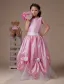 Pink Sleeveless Sash Taffeta Organza Flower Girl Dress