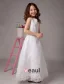 White Sleeveless Embroidery Lace Sequin Beading Satin Flower Girl Dress