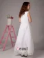 White Sleeveless Embroidery Lace Sequin Beading Satin Flower Girl Dress