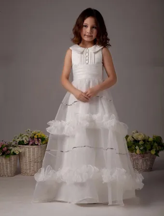 Fantastic White Satin Flower Girl Dress