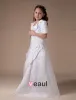 White Vest Pleated Embroidery Satin Flower Girl Dress
