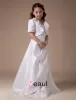 White Vest Pleated Embroidery Satin Flower Girl Dress