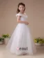 White Off-The-Shoulder Satin Organza Flower Girl Dress