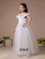 White Off-The-Shoulder Satin Organza Flower Girl Dress